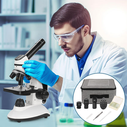BEBANG Microscope for Kids Students Adults 40-2000x Magnification Professional Biological Microscopes, LED Illumination Educational Microscope with Kits, 15 Slides for Laboratory Class Study.