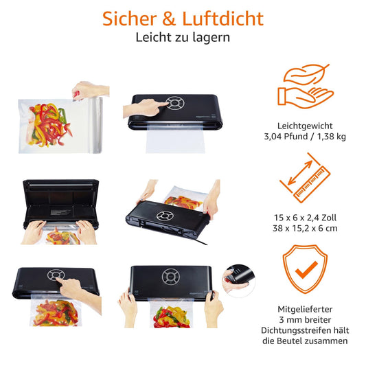 Amazon Basics Vacuum Sealer, 30 cm seam + 10 vacuum bags, Black
