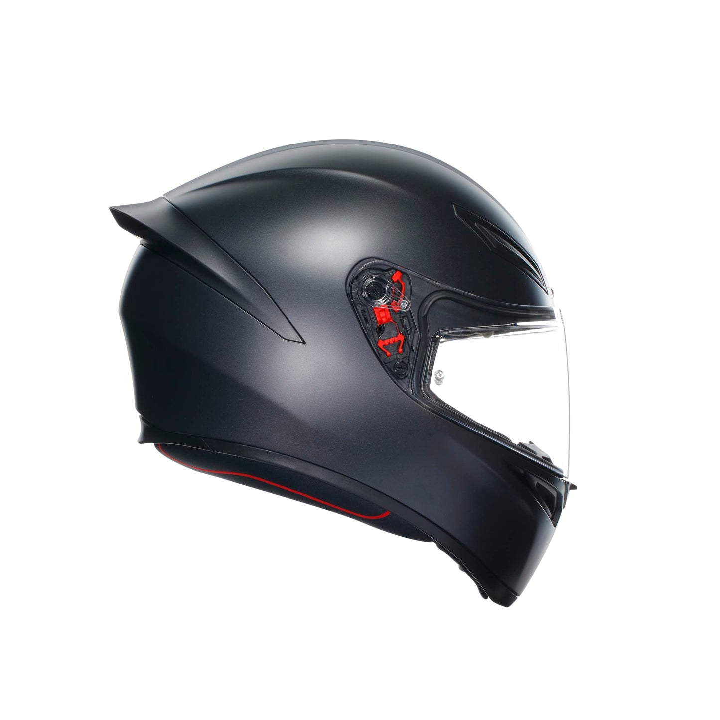 AGV - K1 S E2206 motorcycle helmet, men's ECE full-face motorcycle helmet, racing style with aerodynamic spoiler, scratch-resistant visor, 190° field of view, with intercom ready, matte black.