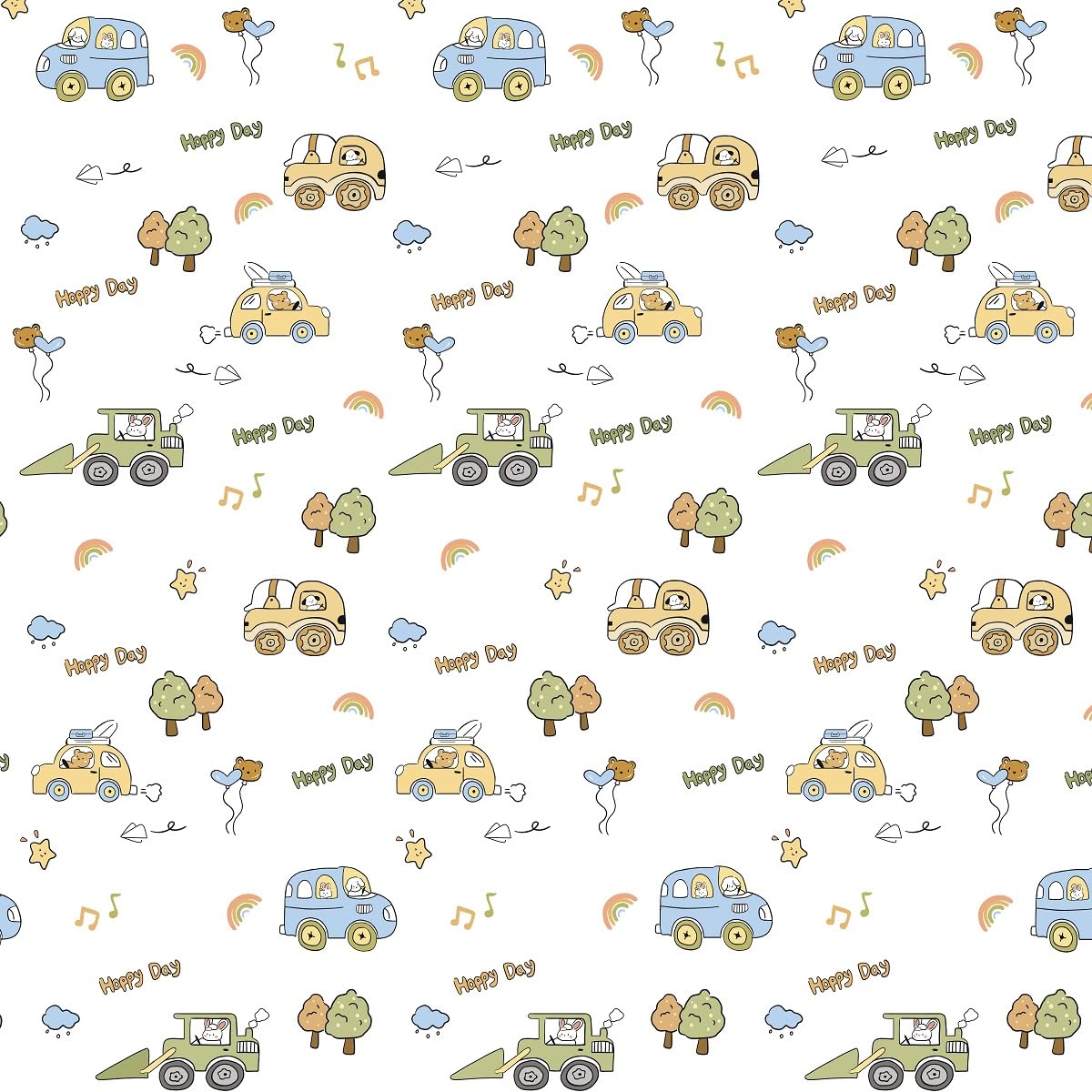 Lanqinglv Kids Bedding 155x220 Boys Car Green White Microfiber Bedding, Reversible Bedding Set - Duvet Cover with Zipper and 1 Pillowcase 80x80 cm