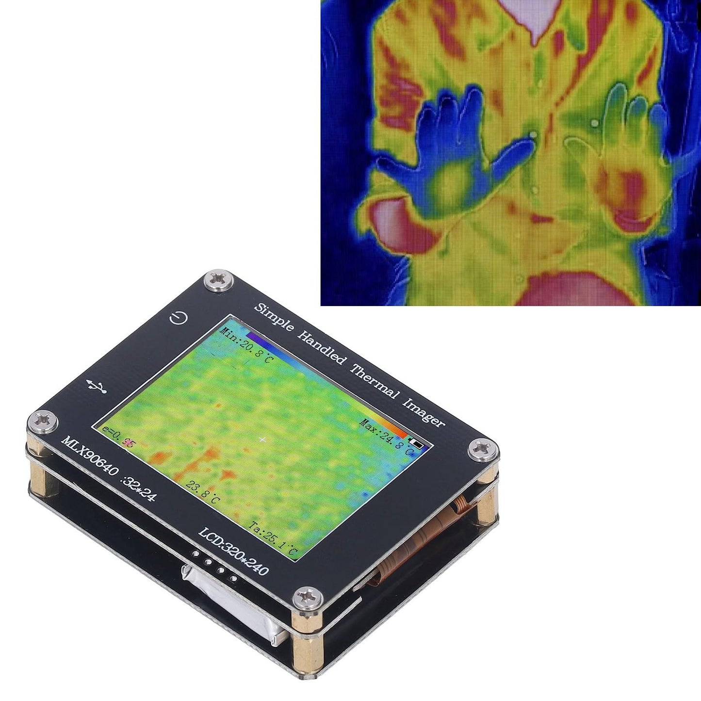 Thermal camera, 24 X 32 infrared thermal imaging camera, portable thermal camera for smartphones, computers, with 2-inch screen, 40 ℃ to 300 ℃, multifunctional