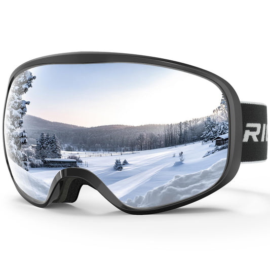 RIOROO ski goggles, snowboard goggles for glasses wearers men women adults teenagers dual lens 105% UV protection compatible with helmet anti-fog goggles for skiing motorcycle biking skating