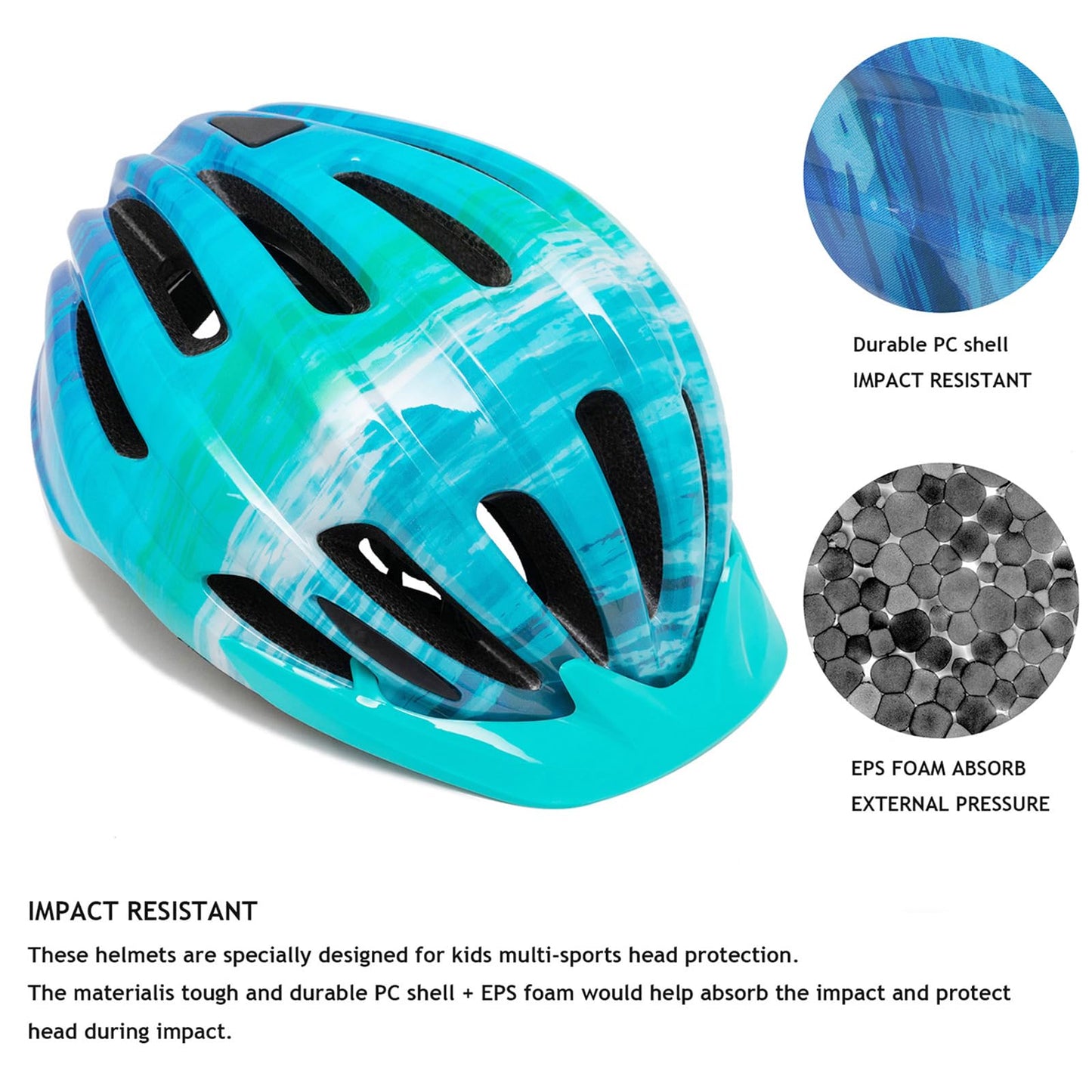 Children's bike helmet for boys 52-58CM, kids bike helmet with light, girls bike helmet kids helmet, multiple ventilation bike helmet for children 5-13 years old protective helmet.