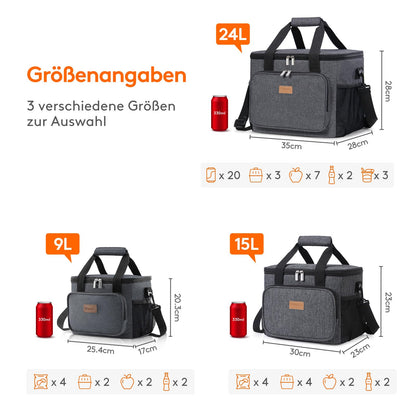 Lifewit 15L cooler bag for small outings. Insulated lunch bag, foldable for men and women. Waterproof, shoulder strap for food, beer, medicine, work, beach, travel. Dark gray.