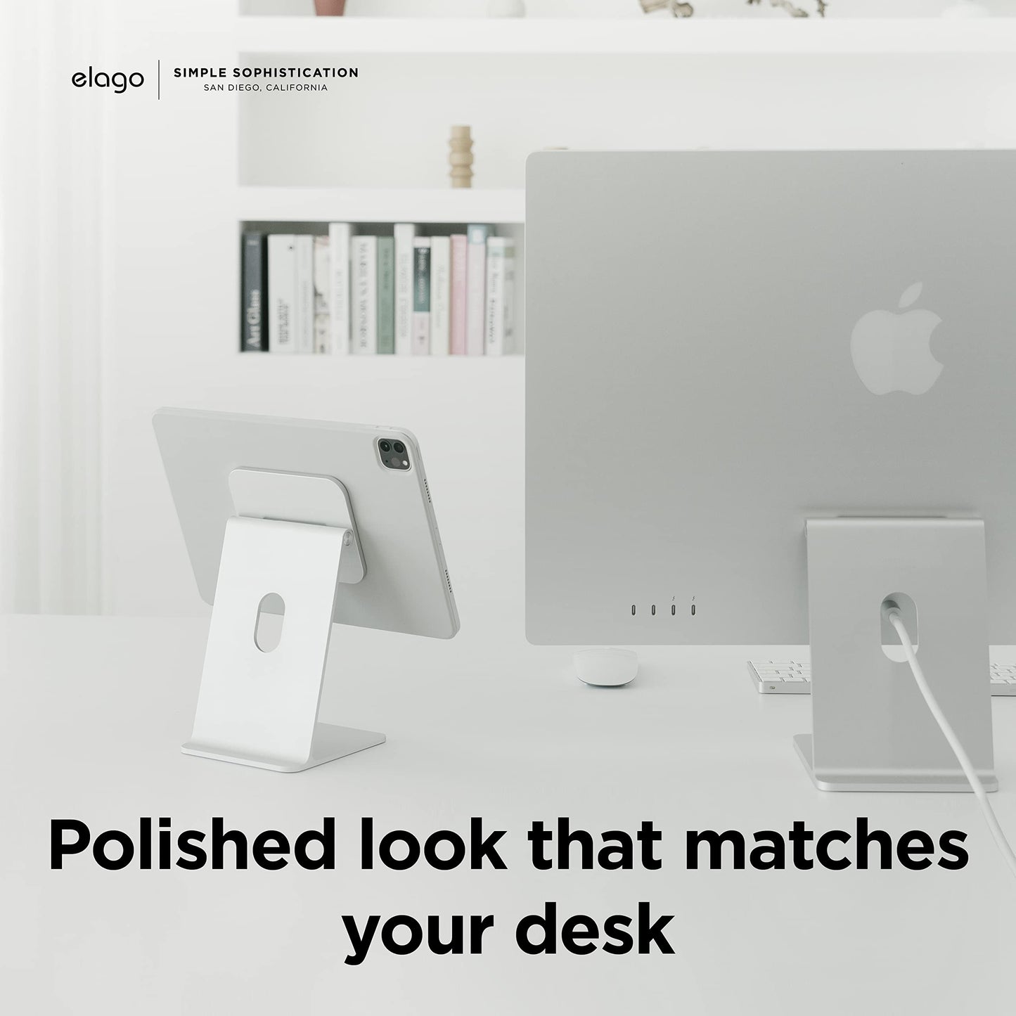 elago Magnetic Tablet Stand - Compatible with iPad Pro 12.9" (6th/5th Gen) and 11" (4th/3rd Gen), Air 10.9" (5th/4th Gen), Mini 8.3" (6th Gen), Nintendo Switch 2 (Silver)