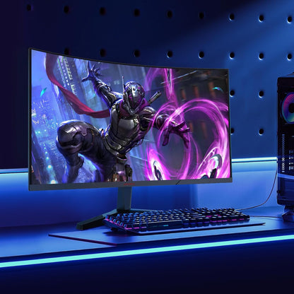 KOORUI 24-inch Curved Gaming Monitor, 1ms 180Hz FHD PC Screen 1500R, Adaptive Sync VESA 100x100mm HDMI 2.0/DP 1.2, Black 24E6CA