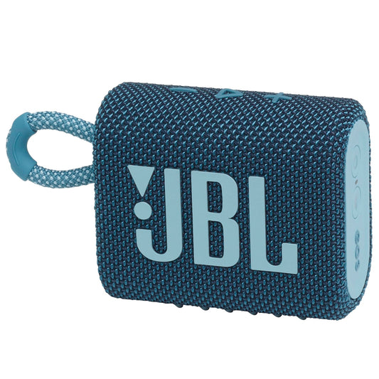 JBL GO 3 small Bluetooth speaker in blue - Waterproof, portable speaker for on-the-go - Up to 5h playback time with just one battery charge
