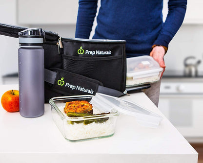 [5 Pack] Glass food storage containers with lids - Meal prep glass boxes - Glass container set - Dishwasher, microwave, freezer safe (880 ml: 1 compartment)