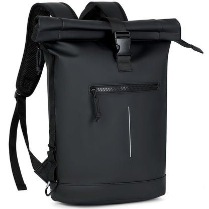 Lekeinchi Rolltop Backpack Waterproof for Women & Men, Large Laptop Backpack with Computer Compartment for 17 Inch Laptop, Stylish Travel Daypack for Travel, Cycling, University School--Black