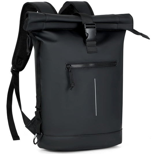 Lekeinchi Rolltop Backpack Waterproof for Women & Men, Large Laptop Backpack with Computer Compartment for 17 Inch Laptop, Stylish Travel Daypack for Travel, Cycling, University School--Black