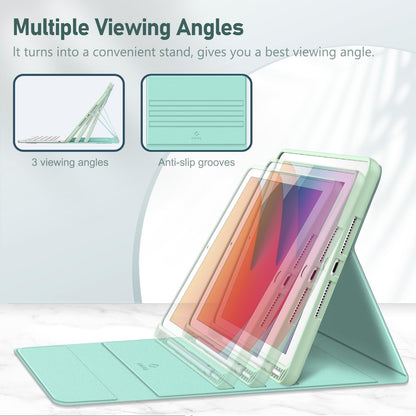 FINTIE Keyboard Case for iPad 10.2 Inch (9/8/7 Generation - 2021/2020/2019), protective cover with TPU backshell, pencil holder, and magnetically removable keyboard with QWERTZ layout, emerald.