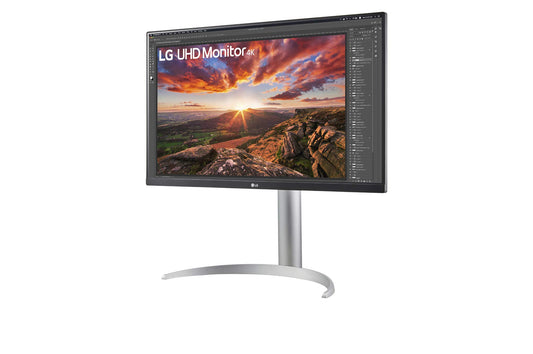 LG 27UP850N-W 27" 4K UHD 2160p UHD IPS monitor has HDMI/DP/USB-C connectivity with 90W power delivery.