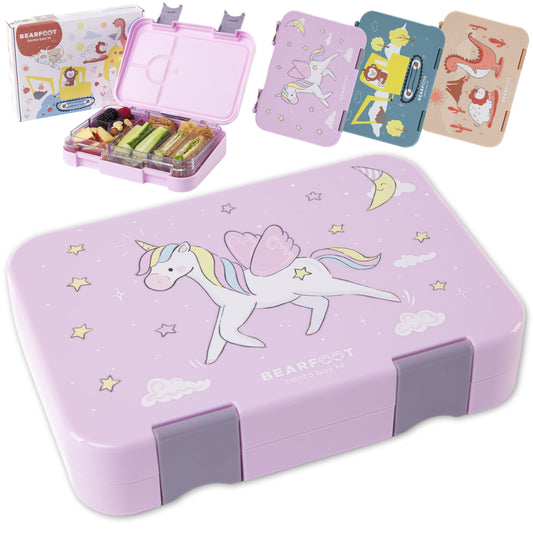 BEARFOOT Kids BPA-free lunchbox/bento box with compartments, for girls & boys, school & kindergarten (unicorn)