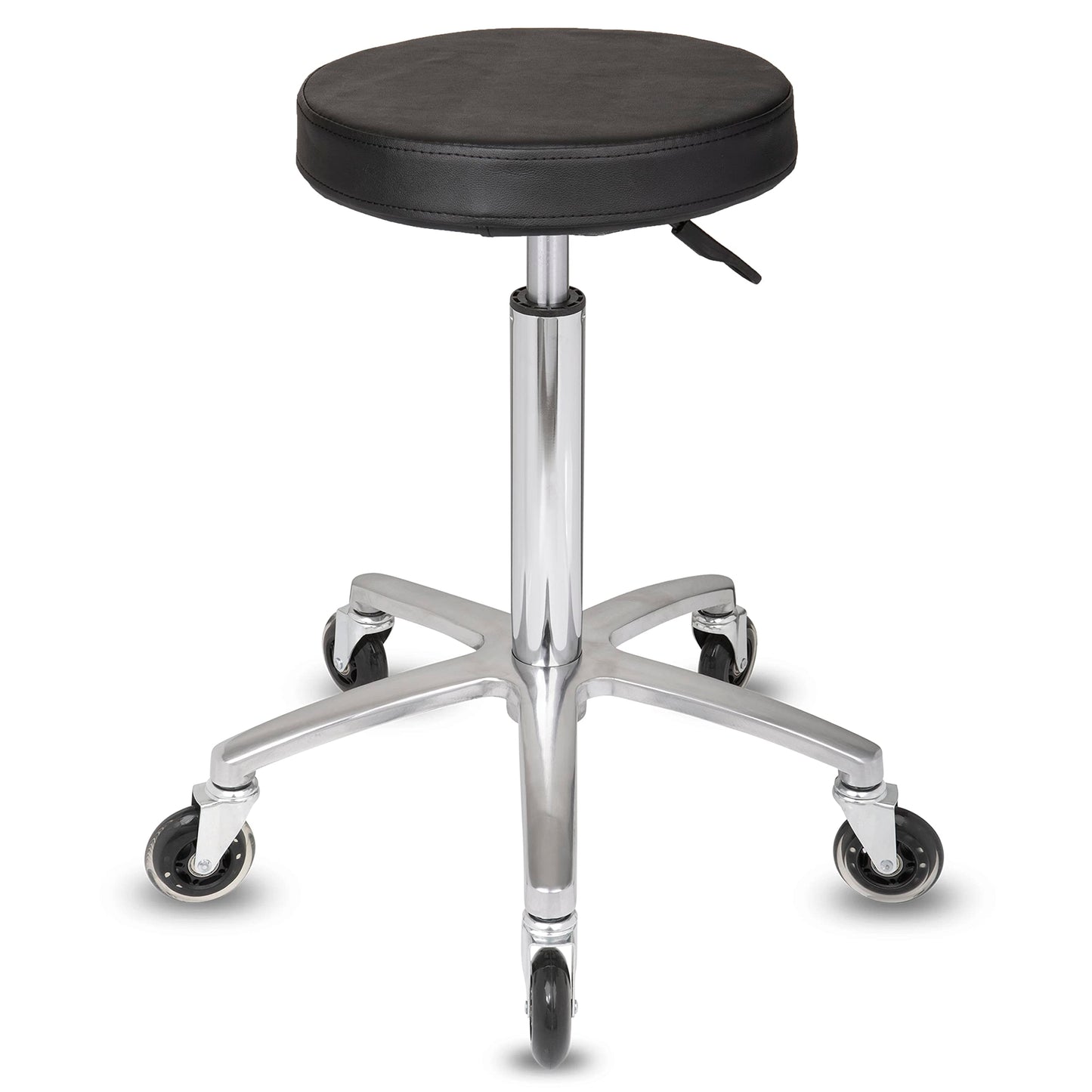 Staboos rolling stool up to 160 kg - gel cushion seat round - practice stool (premium castors) swivel stool height adjustable (55 cm to 75 cm) round stool