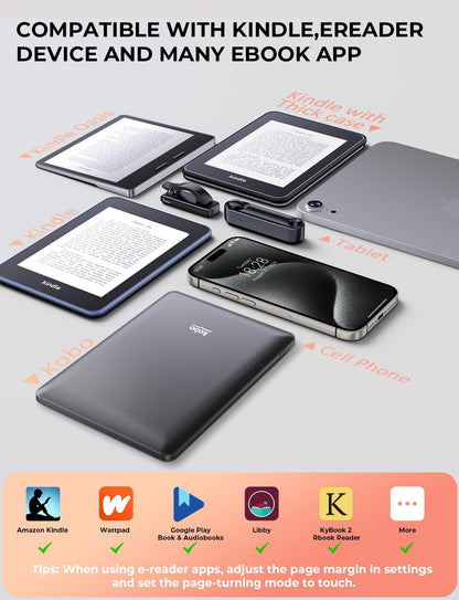TRYONE Tablet Stand with RF Remote, adjustable swivel for reading on Kindle or eReaders. Includes Page Turner, suitable for Kindle Paperwhite, Oasis, Kobo, Pocketbook, and Tolino.