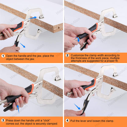 Housolution C-Clamp Set, 3 Pieces Non-Slip Quick Release Clamp Pliers Heavy Duty Vise C Clamp with Swivel Pads Swivel Screws for Cabinets Welding Fast Easy Assembly, Black