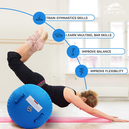 Air Roll Gymnastics, Inflatable Air Barrel Gymnastics Yoga Roller with Air Pump Tumbling Mats Training Mat Gymnastics Fitness Roller