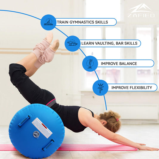 Air Roll Gymnastics, Inflatable Air Barrel Gymnastics Yoga Roller with Air Pump Tumbling Mats Training Mat Gymnastics Fitness Roller