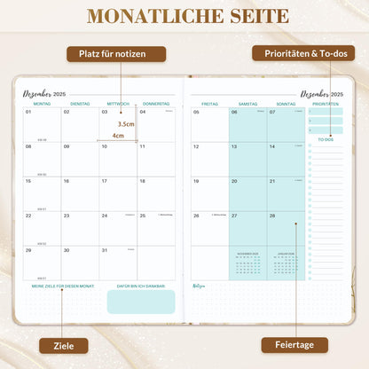 Teacher Planner 2025 2026 - A5+ Teacher Planner, Teacher Calendar 2025 2026 A5 for School Planner 2025 2026 from August 2025 to July 2026, Back Pocket, Hardcover - Beige