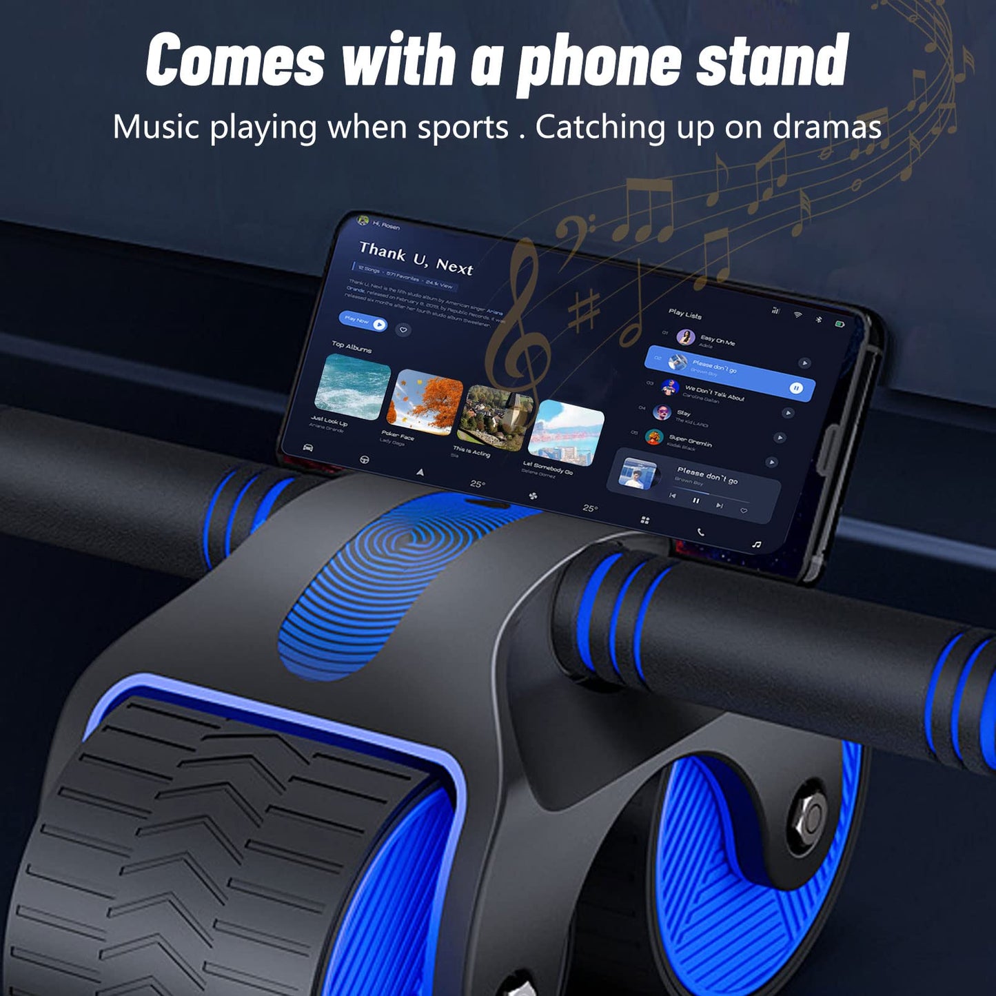 Automatic Rebound Abdominal Wheel, AB Roller, Ab Wheel, Core Roller Abdominal Trainer, Ab Roller for Core Training with Stable Dual Wheels and Automatic Rebound (Blue)