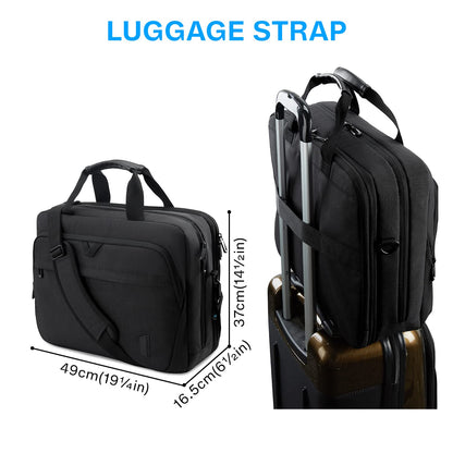 Bagsmart 17.3-inch laptop bag, expandable briefcase, computer bag for men and women, laptop shoulder bag, work bag, business trips, office, lockable (Black-17.3 inches)