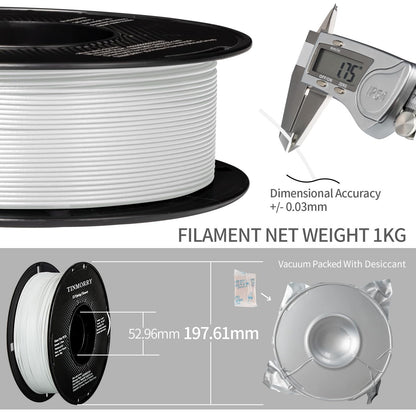 TINMORRY fiberglass-reinforced PETG filament 1.75mm, high impact resistance PETG GF 3D printing filament, durability & stiffness, suitable for most FDM 3D printers, 1 KG 1 coil, Frosted White