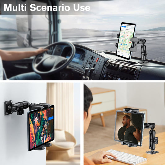 OHLPRO Tablet Holder for Car, 360° Rotatable Adjustable iPad Car Mount with 2-Stage Swivel Arm, for 5-13 Inch Tablets, Compatible with iPad, Samsung Tab, Huawei, and more.