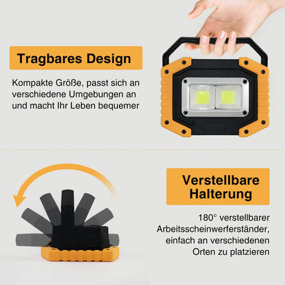 Tekstap LED work light with battery, portable work lamp, COB 30W 1500LM LED camping lantern USB for garage camping fishing emergency construction sites, 3 light modes (1 piece)