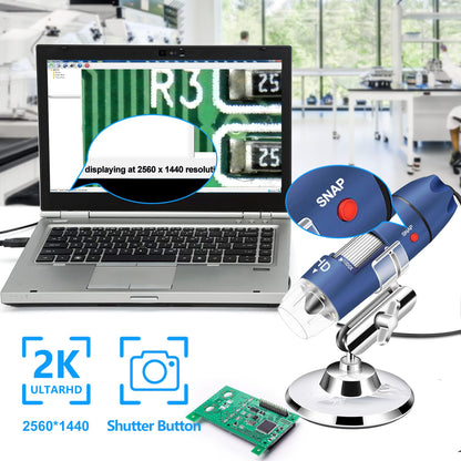 Ninyoon 2K USB Digital Microscope for Android PC, 40-1000X Microscope Super HD Endoscope Magnifier Camera Compatible with Android Phone and Tablet Windows Mac Chrome Linux - Not for iPhone iPad