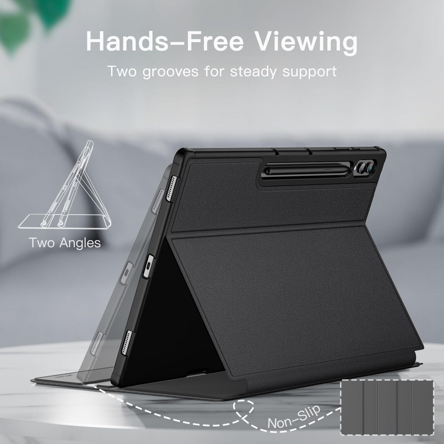 JETech case for Samsung Galaxy Tab S10 Ultra/Tab S9 Ultra 14.6 inches with S Pen holder, slim folio stand tablet case, multi-angle viewing (Graphite Black)