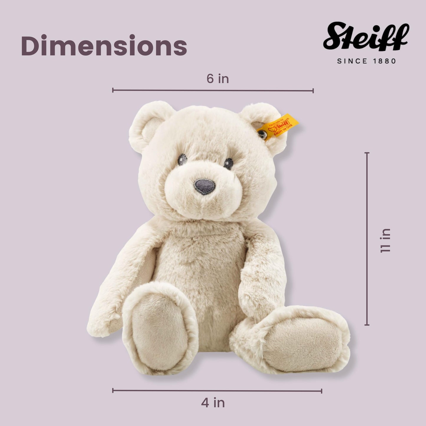 Steiff Bearzy Teddy bear beige 28 cm, cuddly toy teddy, plush bear for cuddling and playing for babies & children, Soft Cuddly Friends, plush toy for delicate baby skin, machine washable