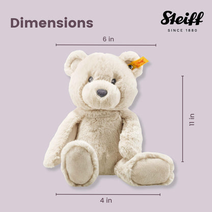 Steiff Bearzy Teddy bear beige 28 cm, cuddly toy teddy, plush bear for cuddling and playing for babies & children, Soft Cuddly Friends, plush toy for delicate baby skin, machine washable
