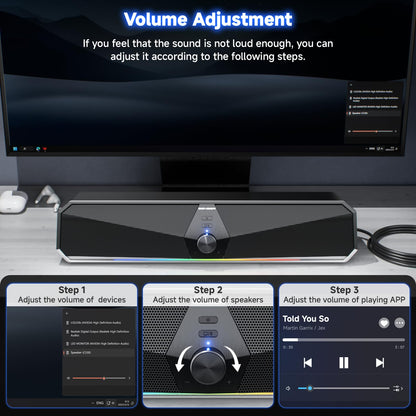 SENZER CS30 PC speakers, speakers for PC computer, black PC soundbar, USB powered, and Bluetooth mode for smartphones and mobile devices. Works for PC (not 3.5mm jack).