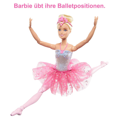 Barbie Dreamtopia Magic Light Ballerina Doll, with pink tutu and blonde hair, 5 light and sound effects, posable Barbie, for ages 3 and up, HLC25