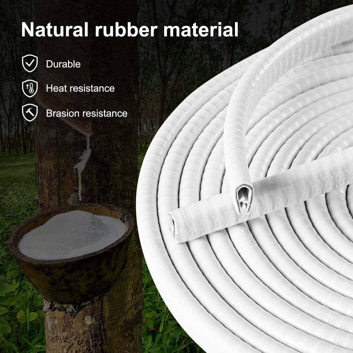 10M Car Door Edge Guard, Car Rubber Seal Strip Edge Protection, U-Shape Rubber Edge Guard Window Seal Rubber Profile Suitable for Most Cars (White)