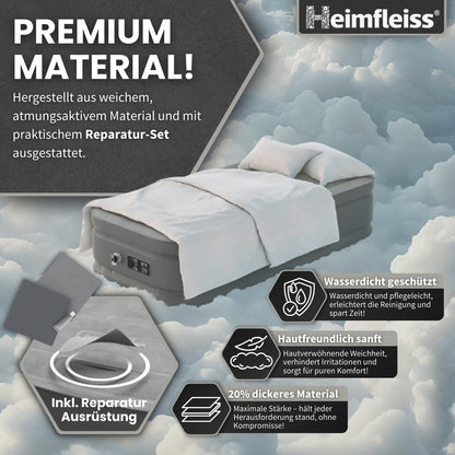 Home Bliss® air mattress for 1 person | Premium self-inflating air bed 100x200 cm | Quickly inflatable mattress perfect for guest bed & travel bed | Self-inflating camping air mattress + pump