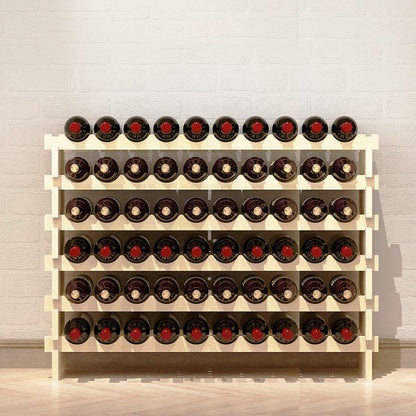 SogesHome wine rack, stackable, 6-tier storage for 60 bottles. Made of wood.