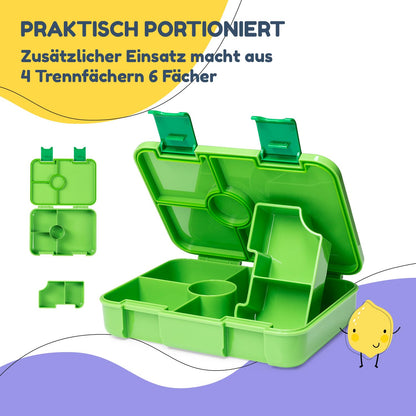 smack munch lunch box for kids with compartments, BPA free bento box for girls & boys, snack box, perfect for school, kindergarten & outings (green)