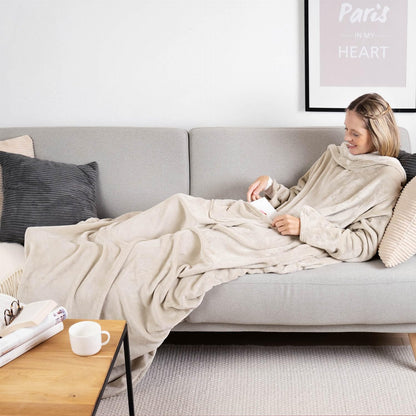 Blumtal sleeved blanket unisex - cozy blanket with sleeves - OEKO-TEX certified sleeve blanket with foot pocket - sleeve blanket for women & men - adult blanket with arms in various colors