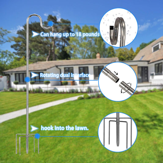 HOME RIGHT Bird Feeder Station, 30 to 94 inches, adjustable shepherd's hook, durable, 5 prongs, metal hook, garden plant hanger for wedding decoration (1 piece)