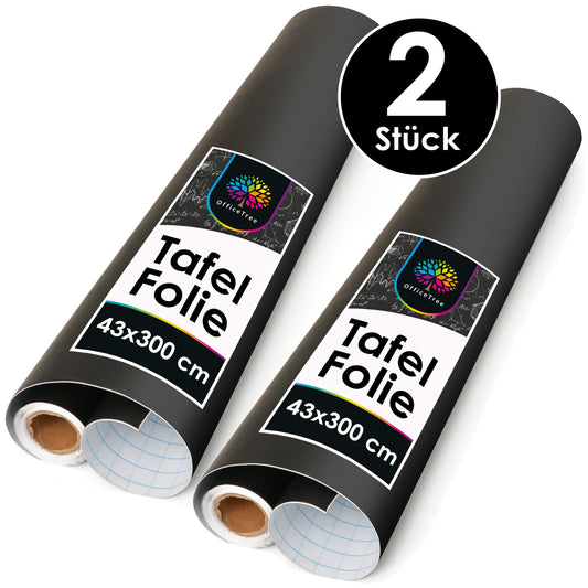 OfficeTree 2-Pack Chalkboard Film Self-Adhesive Black - 2 Rolls of 300 x 43 cm - Chalkboard Film Self-Adhesive - Self-Adhesive Chalkboard Film for Wall, Kids or DIY Chalkboard.