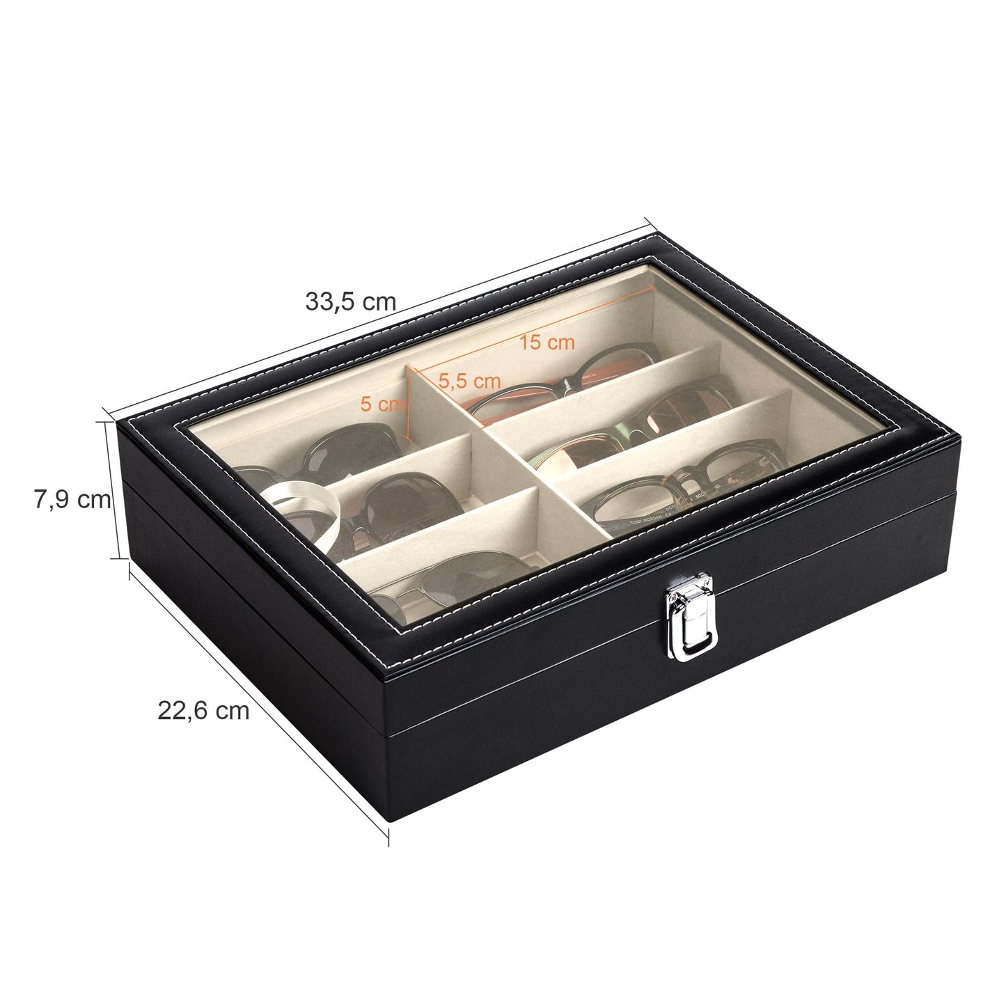 CO-Z Glasses Case Storage Box for 8 Glasses Sunglasses Organizer PU Leather Sunglasses Storage Case