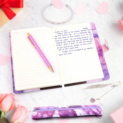 Gifts for girls 8 9 10 11 12 13 years, diary with lock girls, back to school birthday gifts girls age 7-14, notebook set with code school stationery pen pencil case enrollment
