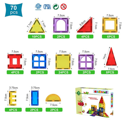 Magblock Magnetic Building Blocks Magnet Toys Magnetic Toy Magnetic Games Children's Toys for Kids Gift Boy Girl 3 4 5 6 7 8 Years Old 70 Pieces