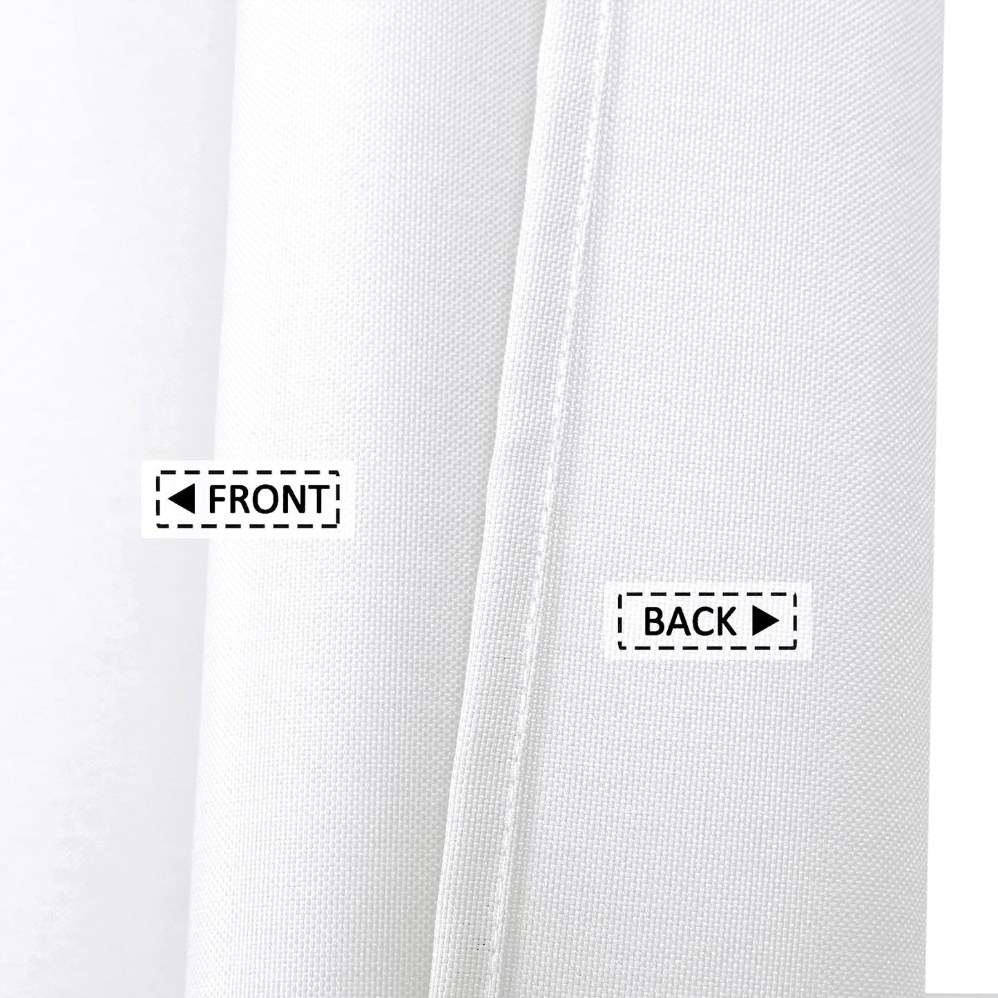 Flax Linen 240GSM Heavyweight Wide Fabric Shower Curtain for Bathroom with Hooks Hotel Luxury Washable, White, 180x213 cm.