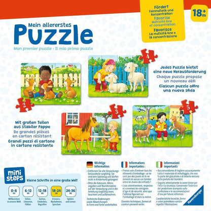 Ravensburger ministeps 4169 My Very First Puzzle: Petting Zoo - 4 first puzzles with 2-5 pieces, toy for 18 months +