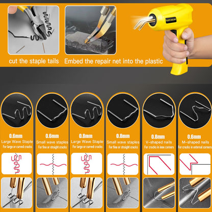200W 2-in-1 Plastic Welding Machine Auto Bumper Repair Kit with 1000PCS Welding Studs & 56PCS Welding Rods, 220V Plastic Welder Repair kit for fixing plastic parts.