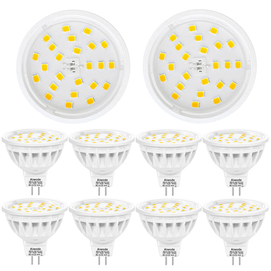 Aiwode GU5.3 MR16 LED Bulb, 5W Natural White 4000K, Replaces 50W Halogen Bulb, 600LM CRI85, 120° Beam Angle, DC12V Non-Dimmable Gu5.3 Spotlight, Pack of 10.