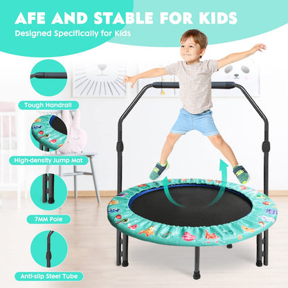 Trampoline for Kids Indoor Outdoor 91cm Small Mini Kids Trampoline Foldable without net Home Square Ground Trampoline for Indoors from 2 3 4 years Kids Green