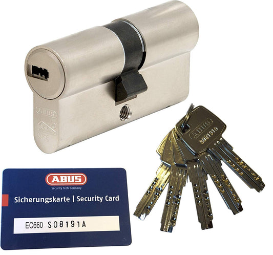 ABUS EC660 double cylinder profile length (a/b) 30/30mm (c=60mm) with 5 keys, with security card.